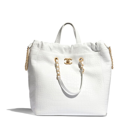 CHANEL Handbags - Chanel White Crocodile-embossed Shopping Tote